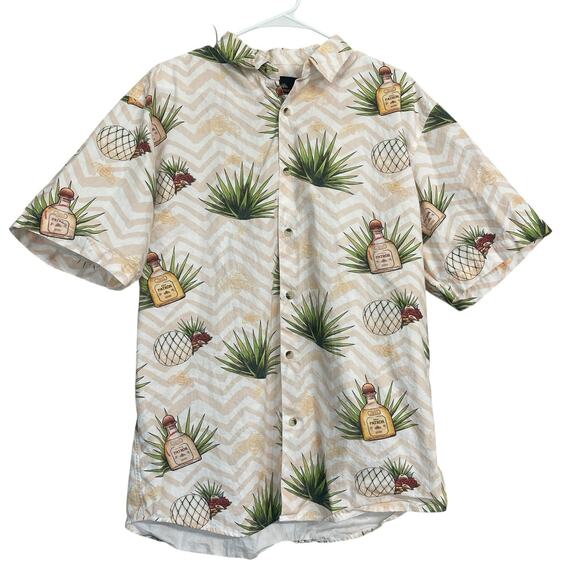 Simply Perfect Patron Tequila Hawaiian Button Down Shirt Mens Large Alcohol - Picture 1 of 11
